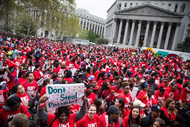A massive pro-charter rally hosted by Families for Excellent Schools in NYC in 2014